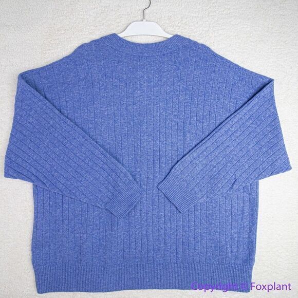 NEW Madewell Donegal bowden Henley Sweater in Coziest Yarn, blue, 4X - Picture 13 of 16